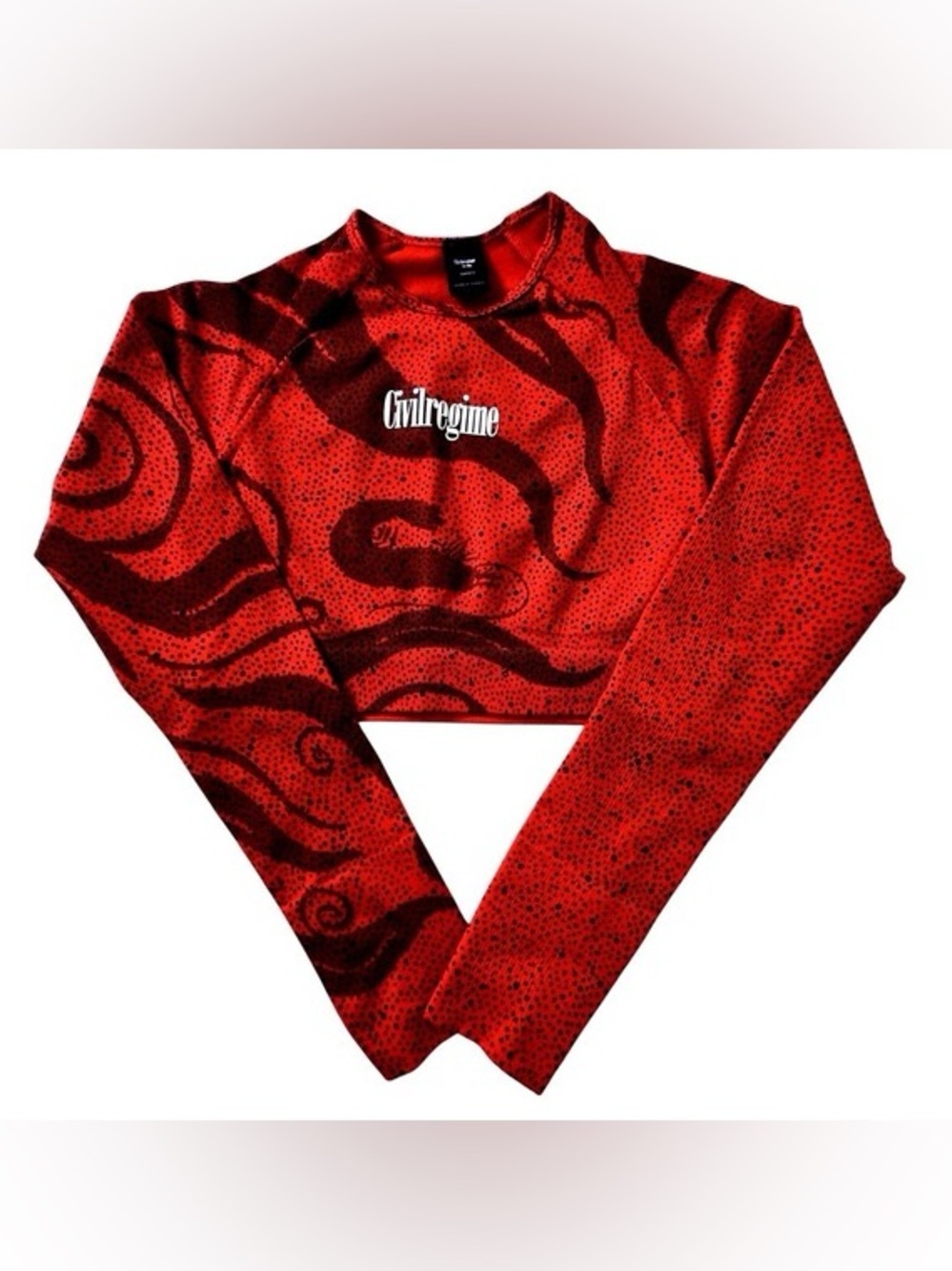 NWT Civil Regime Red Chaos Kelly Seamless Long Sleeve Crop Top S